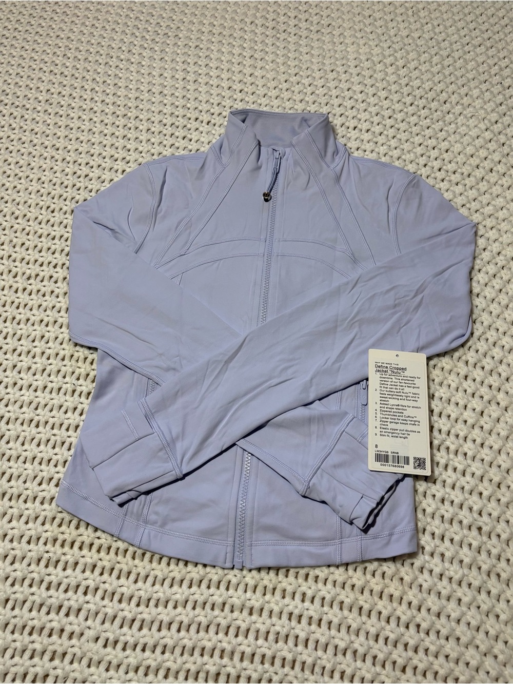 lululemon serene blue define cropped jacket nulu size 8